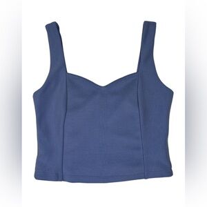 Blue Ribbed Crop Top